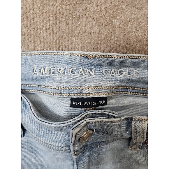 American Eagle Kick Boot Jeans Womens 12 Blue Light Wash Next Level Stretch - Picture 7 of 10